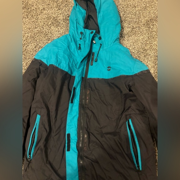 Billabong Turquoise Blue Black Women’s Snowboarding Winter Jacket Medium - Picture 2 of 6